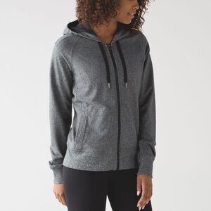 Lululemon jacket heather gray size 8 zipper logo hoodie women